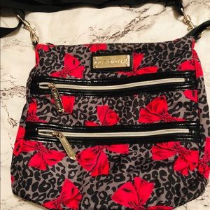 Betsey Johnson satchel cheetah with pink bows